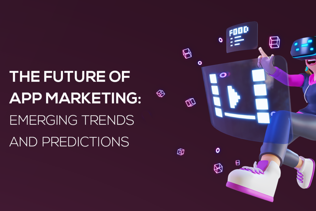 Mobile app screen with futuristic marketing concepts