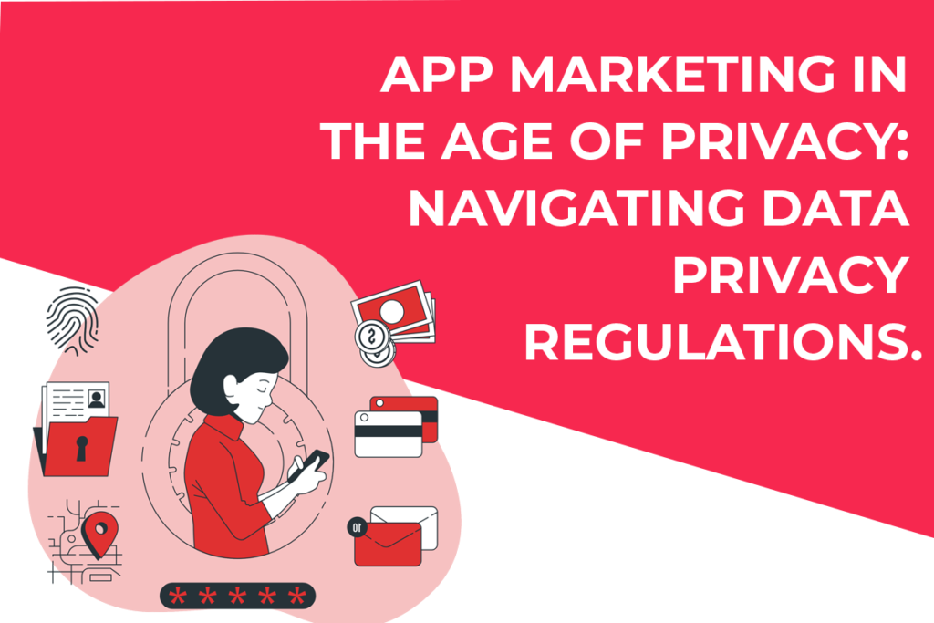A businessman looks at his phone showing privacy regulations as gears turn in the background representing the complexities of app marketing and data privacy. The article discusses how app developers and marketers must navigate evolving privacy laws like GDPR and CCPA regarding user data collection and usage. Strategies involve minimizing data collection, transparency in privacy policies, obtaining user consent properly, and keeping up with regulatory changes. /contactus/